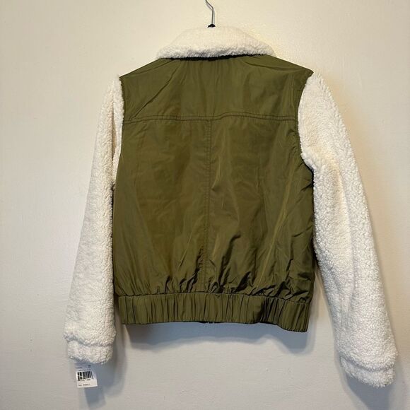 Blank NYC faux shearling sleeve utility bomber jacket size S - Picture 10 of 15